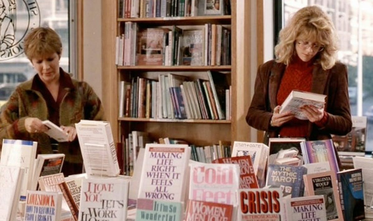 Sally and Marie from the movie When Harry Met Sally perusing the bookstore