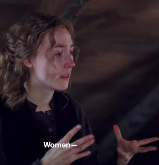 Jo March saying "Women-" in 2019's Little Women